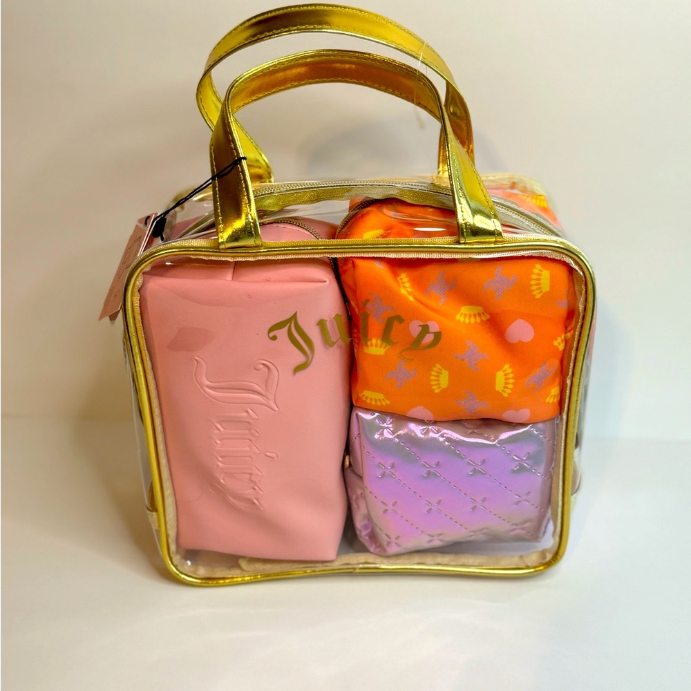 Juicy Couture 4 Piece Nested Cosmetic Storage Bag Set / Travel Bag NWT